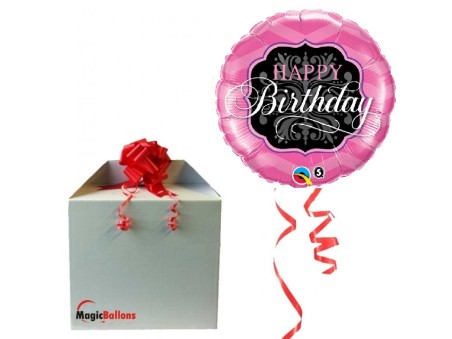 Happy Birthday Pink&Black - Folienballon