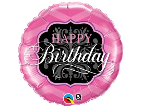 Happy Birthday Pink&Black - Folienballon