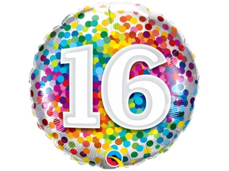 16 Rainbow Confetti - folija balon