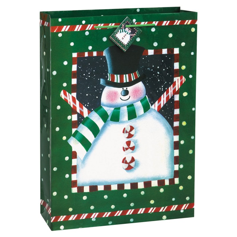 Frosty Christmas gift bag -Snowman blue