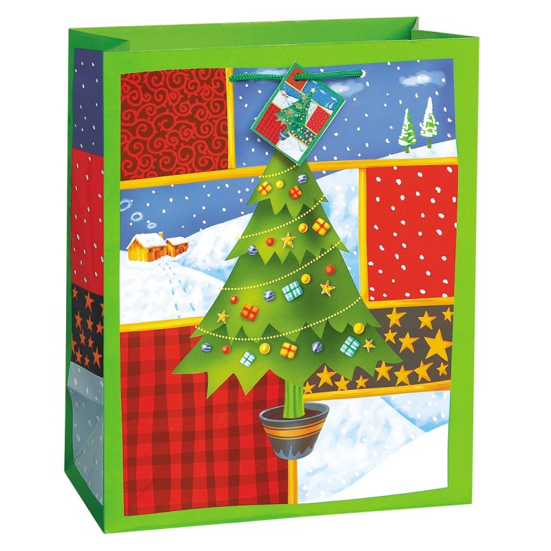 O Christmas Tree gift bag -green