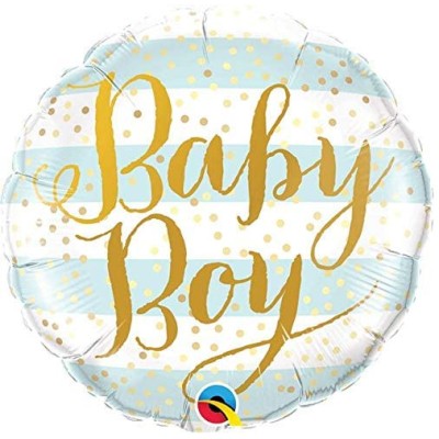 Baby Boy Blue Stripes - foil balloon