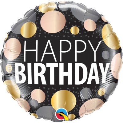 Happy Birthday metallic dots - Folienballon
