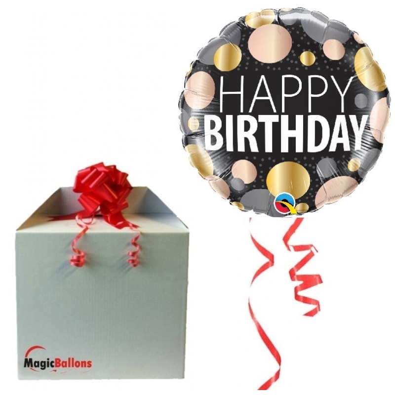 Happy Birthday metallic dots - foil balloon