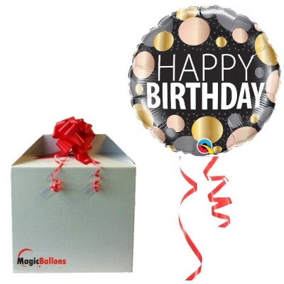 Happy Birthday metallic dots - Folienballon