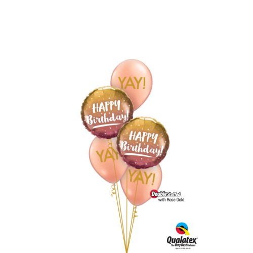 Happy Birthday gold&rose gold ombre - foil balloon