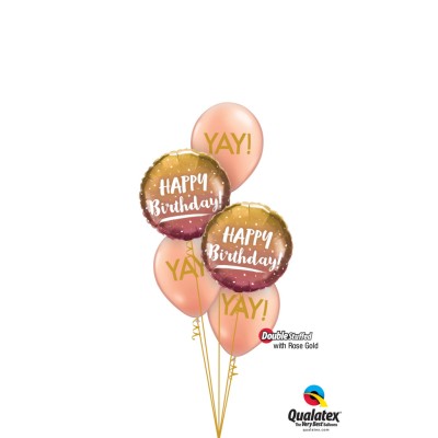 Happy Birthday gold&rose gold ombre - folija balon