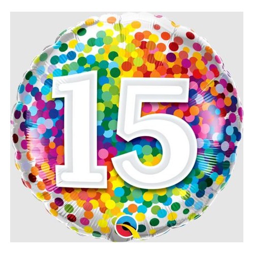 15 rainbow confetti - foil balloon