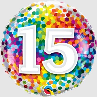 15 rainbow confetti - foil balloon