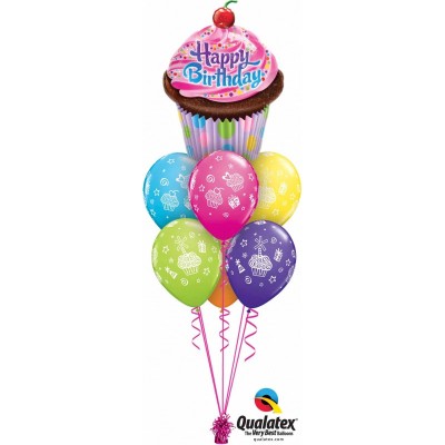 Birthday Frosted Cupcake - foil balloon