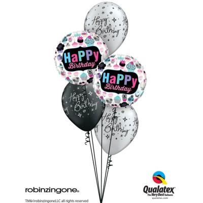 Happy Birthday Cupcakes - foil balloon