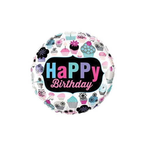 Happy Birthday Cupcakes  - foil balloon