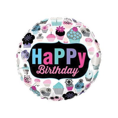 Happy Birthday Cupcakes  - foil balloon