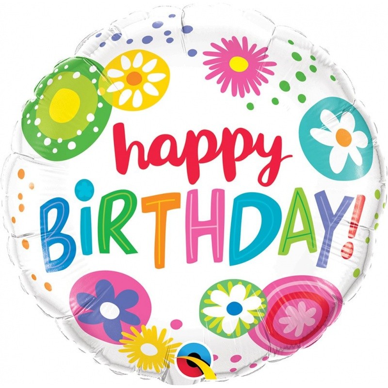 Happy Birthday Floral Circles - Folienballon