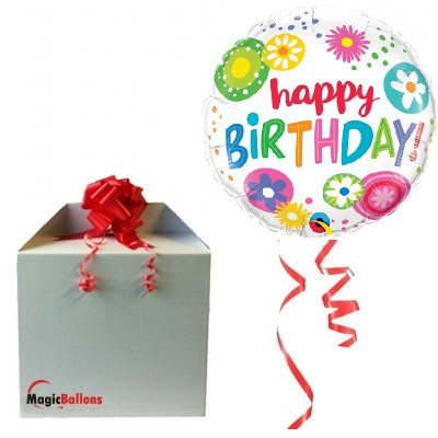 Happy Birthday Floral Circles - foil balloon