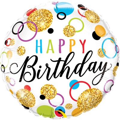 Happy Birthday Glitter Dots - Folienballon