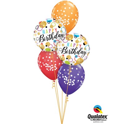 Happy Birthday Glitter Dots - Folienballon