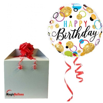 Happy Birthday Glitter Dots - foil balloon