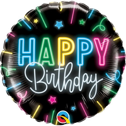 Happy Birthday Neon Glow - foil balloon
