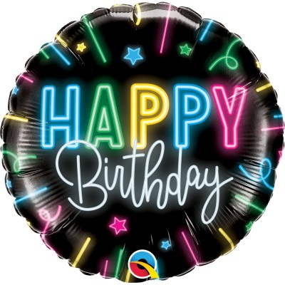 Happy Birthday Neon Glow - folija balon