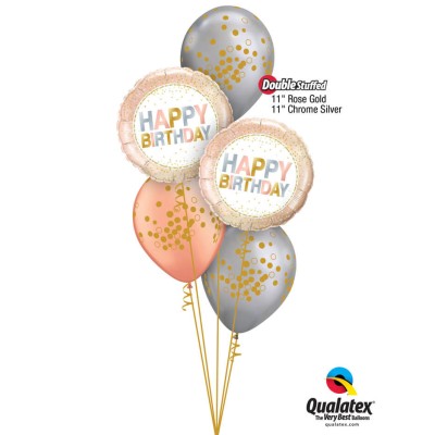 Happy Birthday Metallic Dots - foil balloon