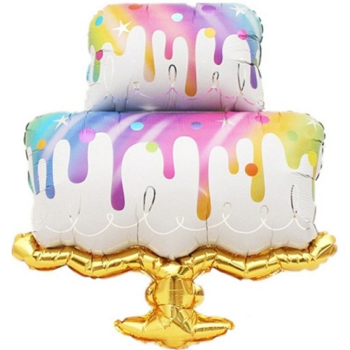 Rainbow Drip Cake - foil balloon