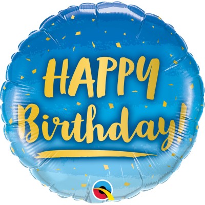 Happy Birthday Gold&Blue - foil balloon