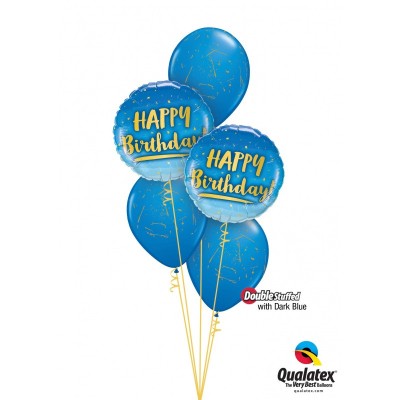 Happy Birthday Gold&Blue - folija balon