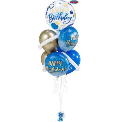 Happy Birthday Gold&Blue - foil balloon