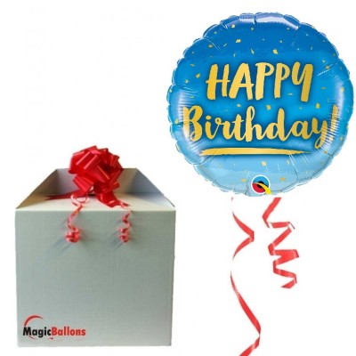 Happy Birthday Gold&Blue - Folienballon