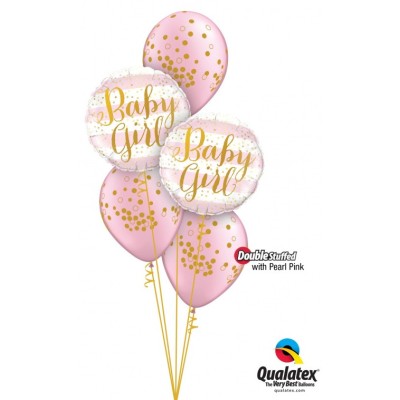 Baby Girl roza črte - folija balon