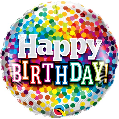 Happy Birthday Rainbow Confetti - foil balloon