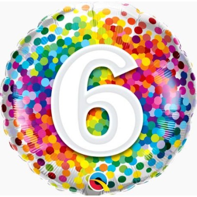 6 Rainbow Confetti - folija balon
