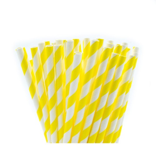 Yellow straws with stripes