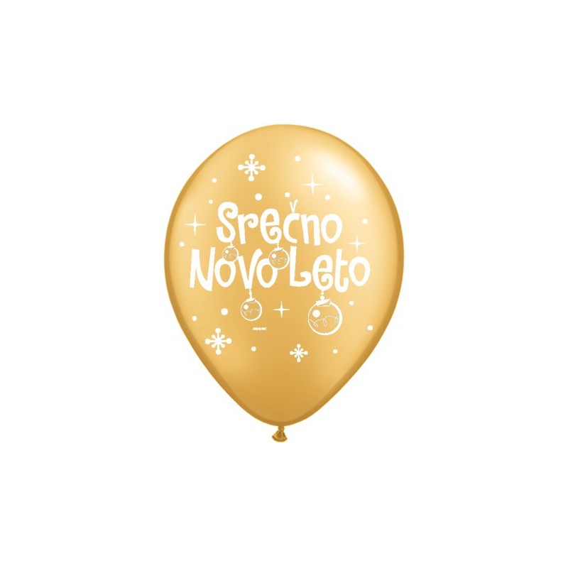 Balon Serčno Novo Leto - zlat