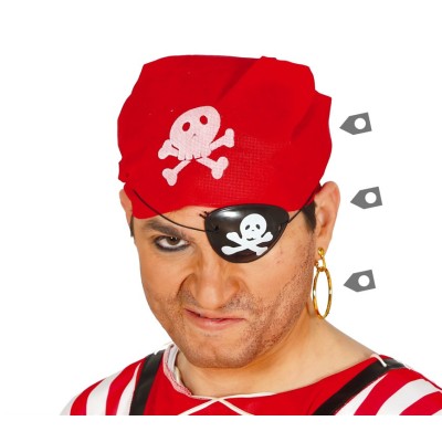 Captain Pirate Bandana with Earrings and Eyepatch