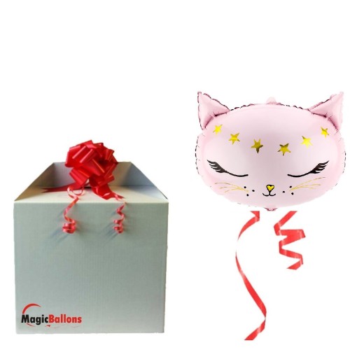 Pink cat - foil balloon in a package