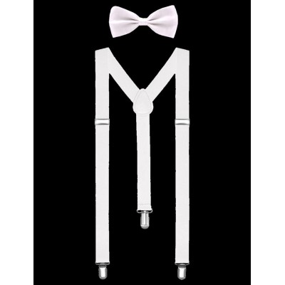 Suspenders with bow tie - white