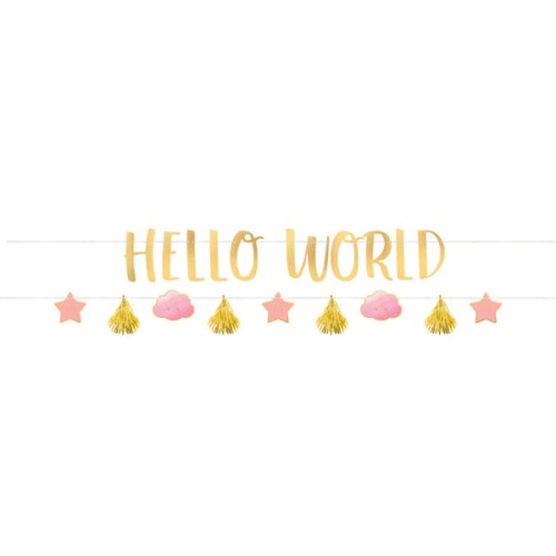 Banner Hello World - gold/pink