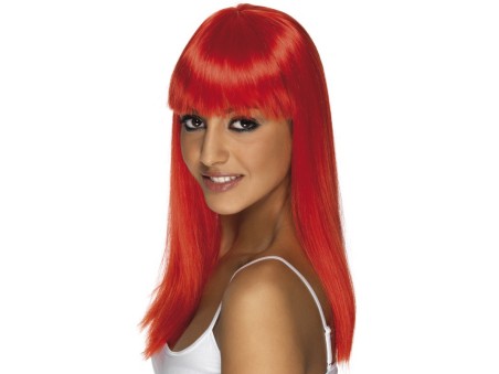 Neon red wig