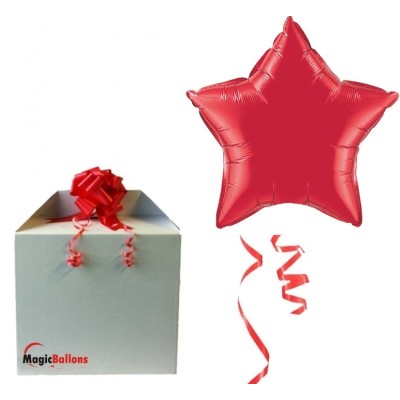 Ruby red star - foil balloon