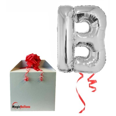 Črka B - srebrna - folija balon v paketu