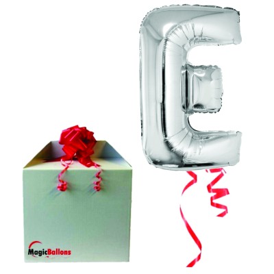 Črka E - srebrna - folija balon v paketu