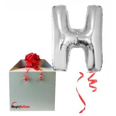 Črka H - srebrna - folija balon v paketu