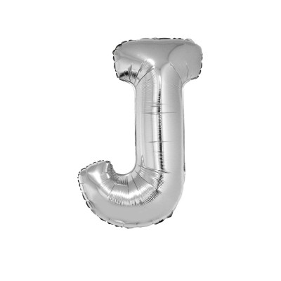 Letter J - silver foil balloon in a package