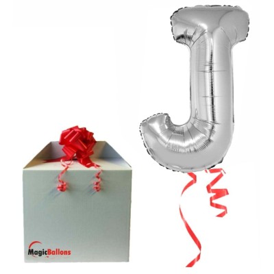 Črka J - srebrna - folija balon v paketu