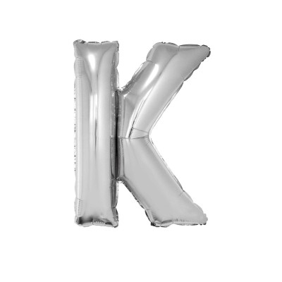 Črka K - srebrna - folija balon v paketu