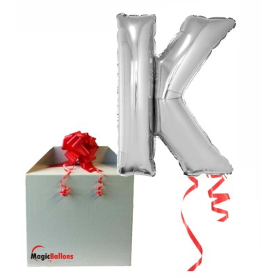 Črka K - srebrna - folija balon v paketu