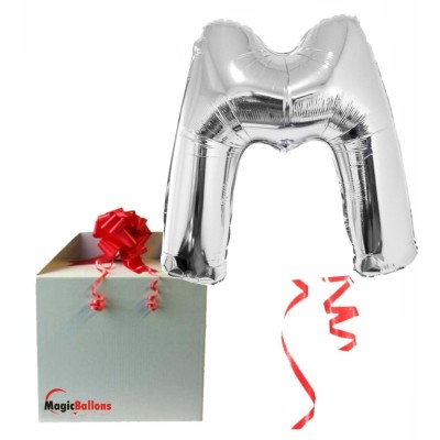 Letter M - silver foil balloon in a package