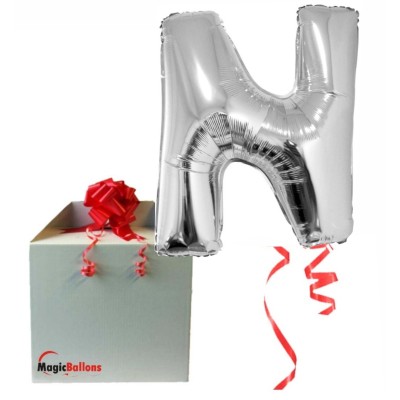 Buchstaben N- silber Folienballon in Paket